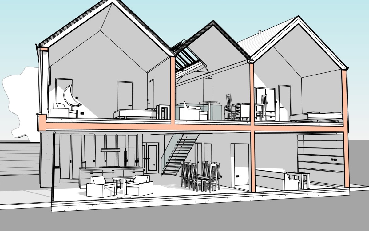 Cross section through the family living space